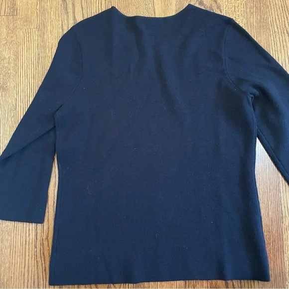 Brooks Brothers 346 Black Sweater 100% Merino Wool Jeweled Neck Size Large - Picture 4 of 6